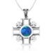 Azurite Stone Jerusalem Cross Pendant