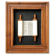 Hebrew Torah Scroll in a Wooden Wall Frame