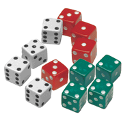 Red, Green & White Dot Dice (set of 12)