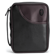 Briefcase Style Bible Cover with Cross, Black and Burgundy, Large  - 