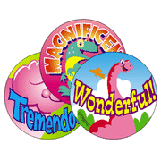Dino Fun, Large Round Scratch and Sniff Stickers (Strawberry)