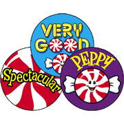 Peppy Peppermints, Large Round Scratch and Sniff Stickers