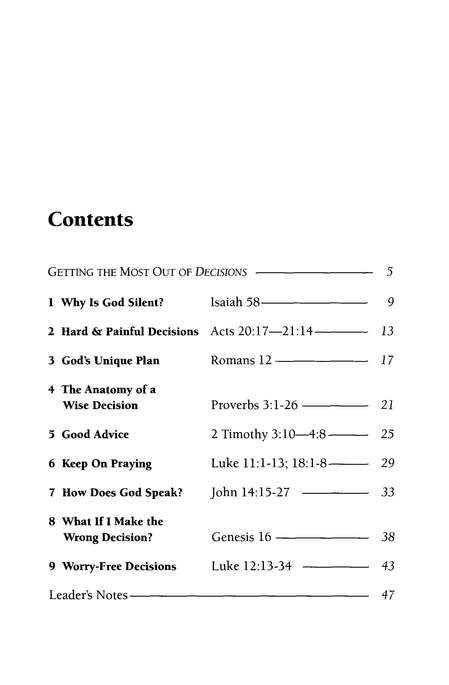 Table of Contents Preview Image - 2 of 7 - Decisions, Seeking God's Guidance; LifeGuide Topical Bible Studies