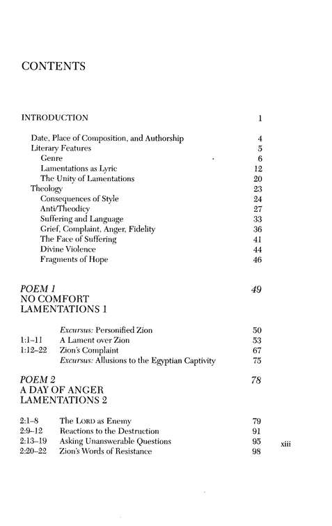 Table of Contents Preview Image - 3 of 10 - Lamentations: Interpretation: A Bible Commentary for Teaching and Preaching (Hardcover)