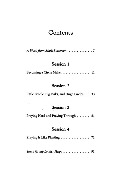 Table of Contents Preview Image - 2 of 8 - The Circle Maker: Praying Circles Around Your Biggest Dreams and Greatest Fears Participant's Guide