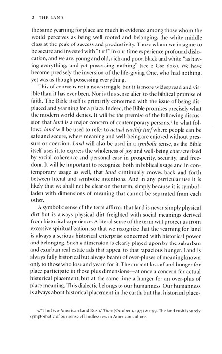 Excerpt Preview Image - 5 of 8 - The Land: Place as Gift, Promise, and Challenge in Biblical Faith - 2nd Edition