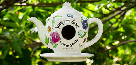 Ceramic Teapot Birdhouse
