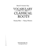Vocabulary From Classical Roots D Answer Key Only