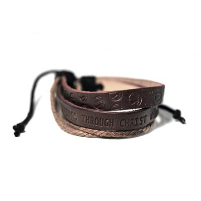 Basketball, Leather And Jute Stamped Bracelet  - 