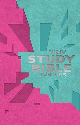 NKJV Study Bible for Kids--soft leather-look, pink/teal  - 