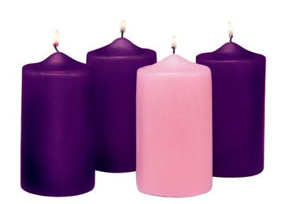 Advent Pillar Candle Set/ 3 purple, 1 pink (3 x 6)   - 