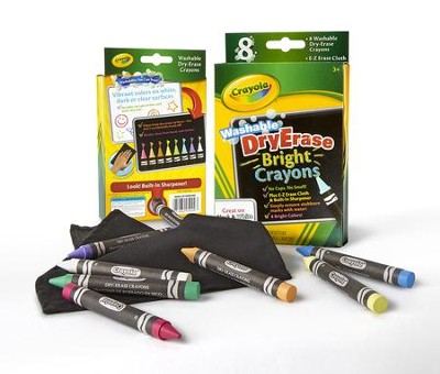 Multipack of 3 - Crayola Washable Dry-Erase Crayons-Bright 8/Pkg