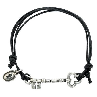 Believe Bracelet - 100% Lead Free Pewter, Adjustable Cord  -     By: Bob Siemon
