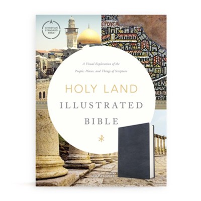 CSB Holy Land Illustrated Bible--genuine leather, black  - 