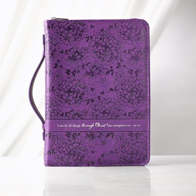 I Can Do All Things Bible Cover, Purple, Large  - 