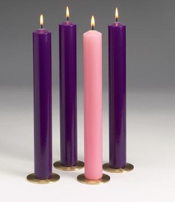 Advent Candles for Church, 12 x 1.5 Inches, 3 Purple, 1 Rose, Long Burning  - 