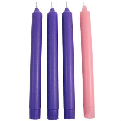 Advent Candles for Church, 16 x 1.5 Inches, 3 Purple, 1 Rose, Long Burning  - 