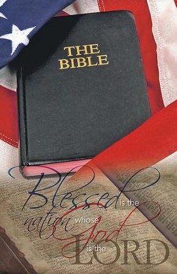 Open Bible and Flag Blessed Is the Nation, Pack of 100 Bulletins  - 