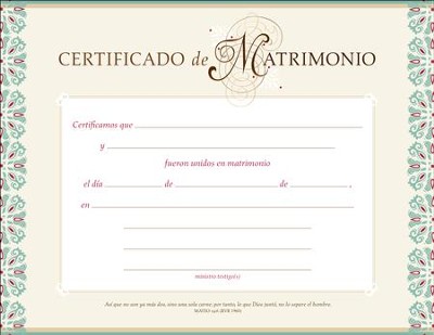 Certificado de Matrimonio, Paquete de 6 (Certificate of ...