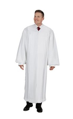 Plain Front Pulpit Robe, White 55  - 