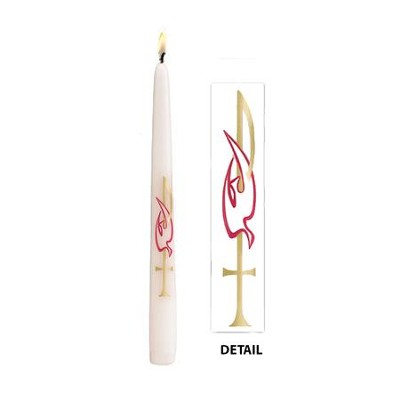 Cross and Shell Religious Baptismal Taper Candle 10 Inch