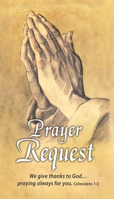 Prayer Request (Colossians 1:3) Pew Cards, 25 ...