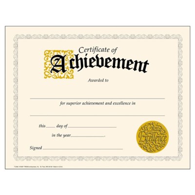 Certificate of Achievement Classic Certificates, 30 Per Pack, 6 packs ...