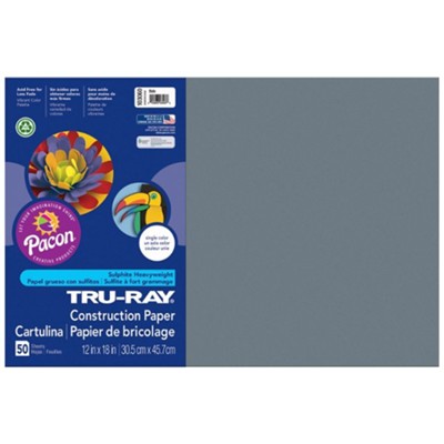 Tru Ray 12X18 Slate Construction Paper 50 sheet count - pack of 5 (total 250 sheets)  - 