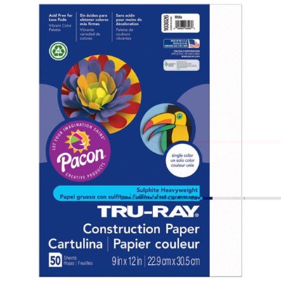 Tru Ray 9X12 White 50 Sheet Construction paper -  10 pack  - 