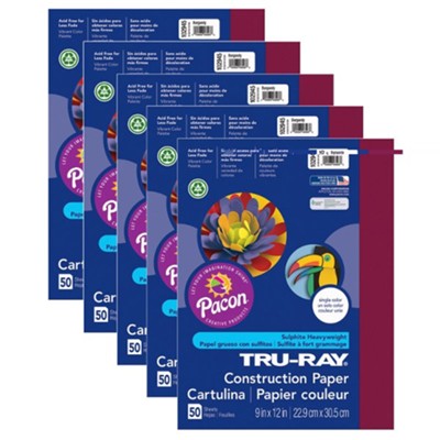 Tru Ray 9X12 Burgundy Construction Paper 50Sht Per Pk  - 