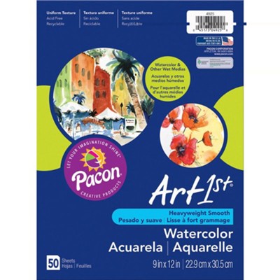 Art1St Watercolor Paper, White, 9 x 12, 50 Sheets per  pack -- pack of 3  - 