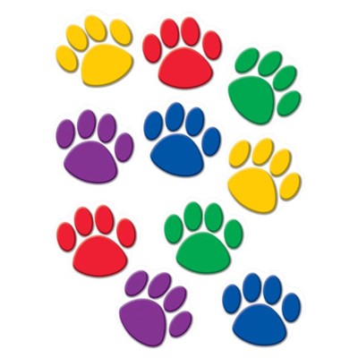 Accents Colorful Paw Prints 3Pk  - 