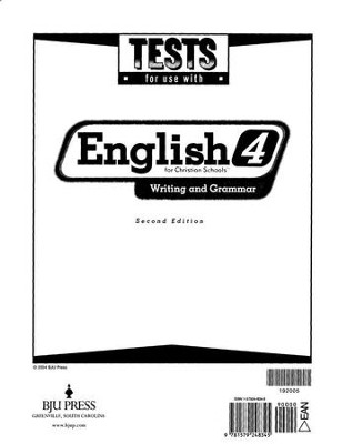 BJU Press English: Writing & Grammar 4, Tests (Second Edition)   - 