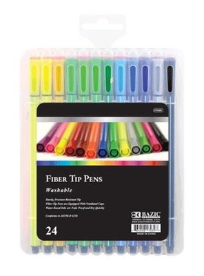 24 Color Washable Fiber Tip Pens   - 