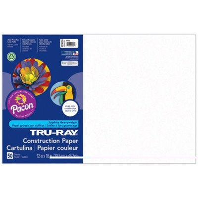 Tru Ray 12X18 White Construction Paper 50 sheet count   - 