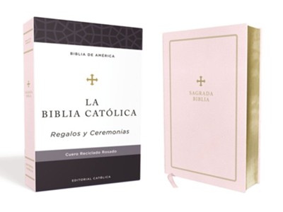 Biblia Catolica para regalos y ceremonias, color rosa, Cuero Reciclado (Catholic Bible for Gifts and Ceremonies--recycled leather, pink)  - 