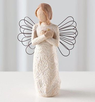 Willow Tree 8" Angel of the Heart Holding Red Heart Figurine 