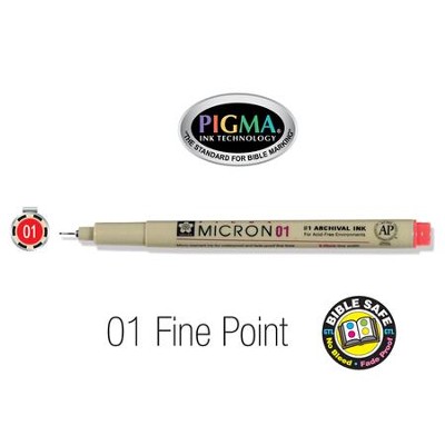 PIGMA Micron 01, Fine Bible Note Pen/Underliner, Red   - 