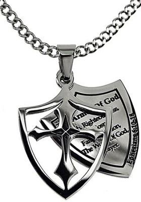 Armor of God Listed Shield Cross Necklace  - 
