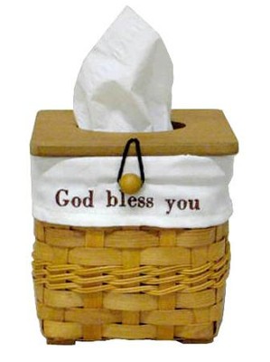 God Bless You Tissue Basket with White Lining  - 