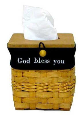 God Bless You Tissue Basket with Black Lining  - 