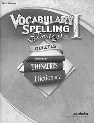 Abeka Grade 7 Vocabulary, Spelling, Poetry 1 Quizzes (6th  Edition)  - 