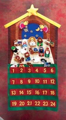 Felt Advent Calendar with Pockets, 24 Velcro Pieces  - 