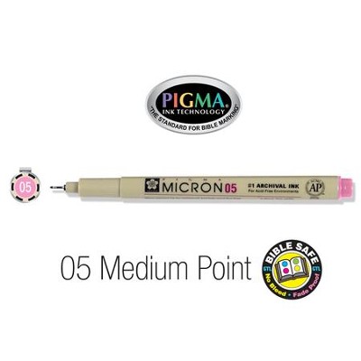 PIGMA Micron 05, Medium Bible Note Pen/Underliner, Pink   - 