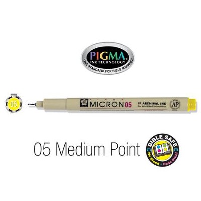 PIGMA Micron 05, Medium Bible Note Pen/Underliner, Yellow   - 