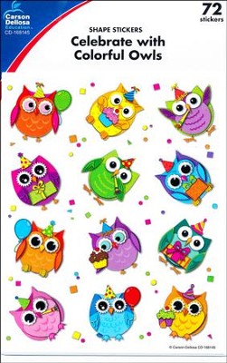 Celebrate with Colorful Owls Shape Stickers: 9781624420443 