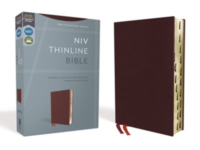 NIV Thinline Bible Burgundy, Bonded Leather, Indexed: 9780310448808 ...