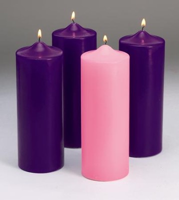 Advent Pillar Candle Set/ 3 purple, 1 pink (3 x 9)   - 