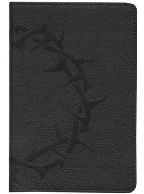ESV Compact Bible--soft leather-look, charcoal with crown  design  - 