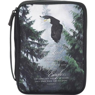 Flat nylon shoulder bag with monogrammed eagle
